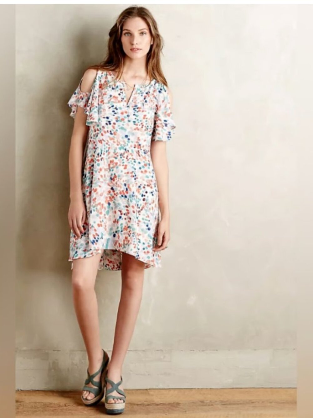 Anthropologie‎ Maeve Vintage Watercolor Pastel Dress